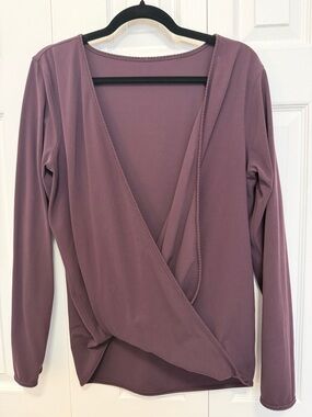 Mauve Wrap-Front Long Sleeve Top